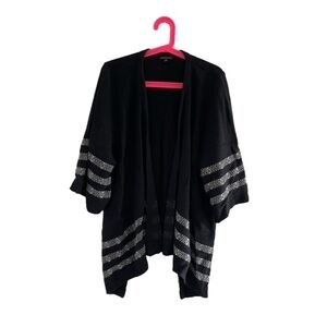 Theory black with white stripes knitted oversized sweater coat size S